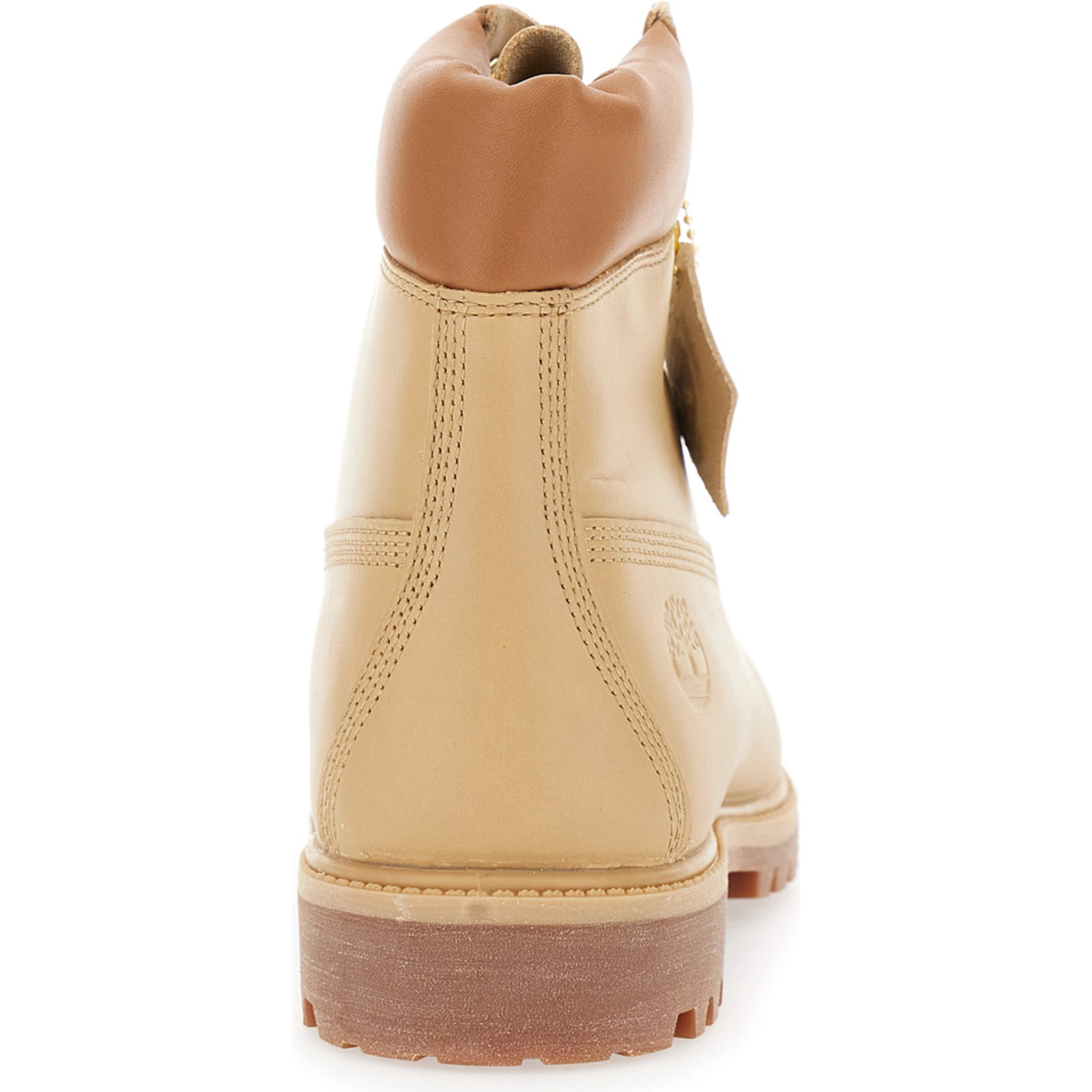 Beige Water-Proof Boots with Logo Plate in Leather Man