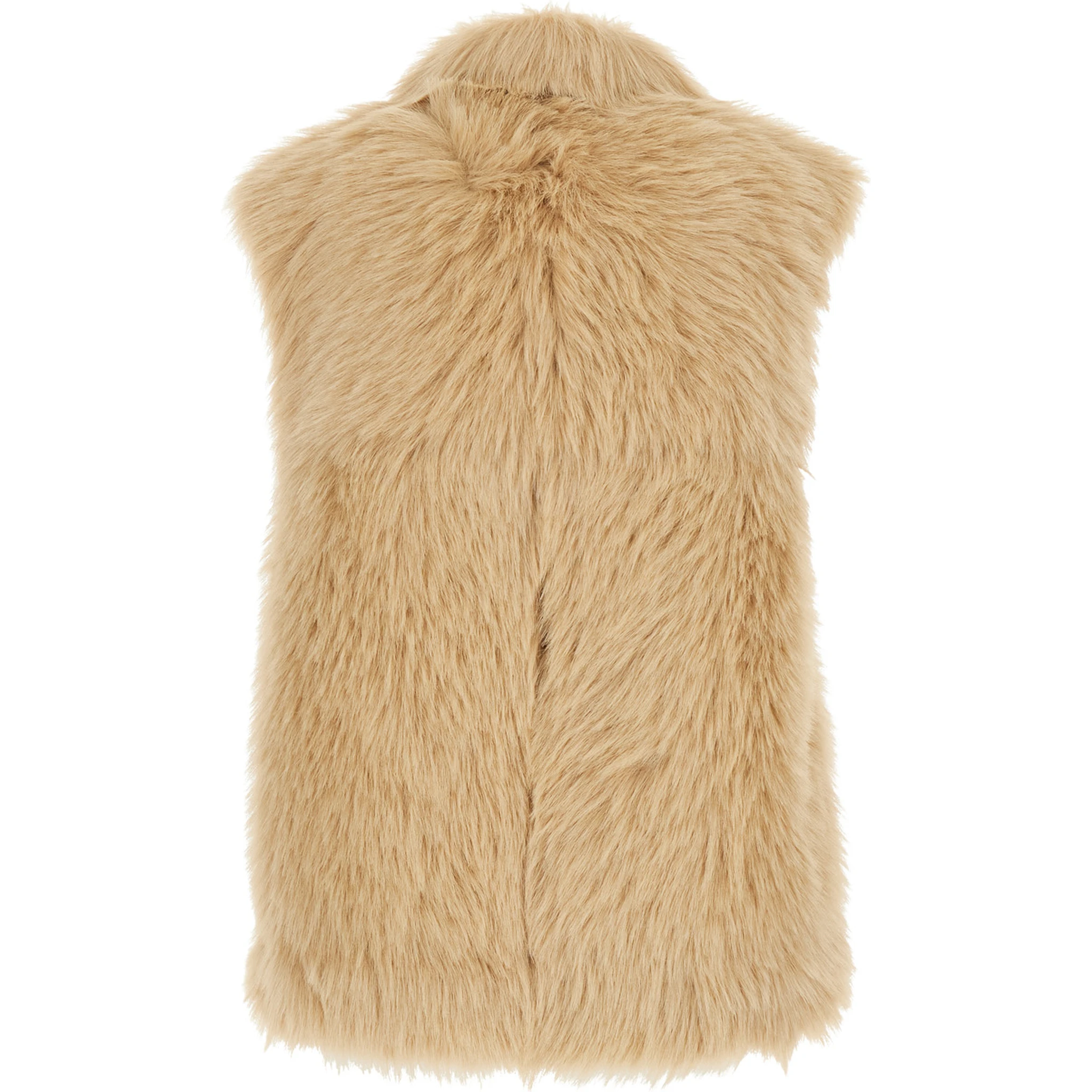Beige Sleeveless Shearling with Front Closure in Faux Fur Woman