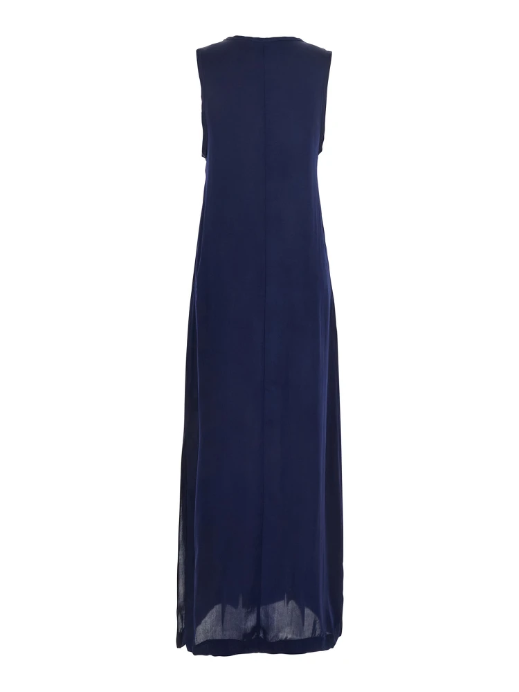 Blue Long Dress with U-neck and Back Closure in Viscose Blend Woman alternative