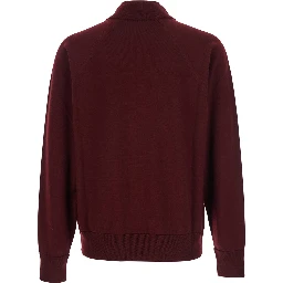 Bordeaux Cardigan with High Neck and Front Zip Closure in Wool Man