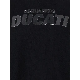 Ducati x D2 Black Sweatshirt with Logo Print on the Front in Cotton Man