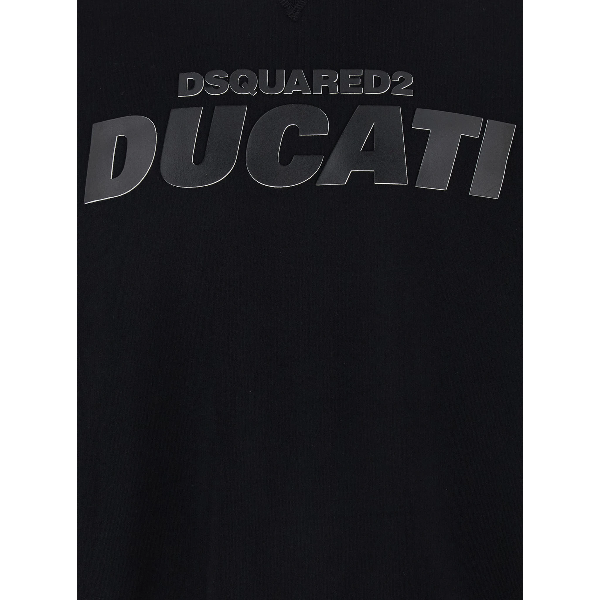Ducati x D2 Black Sweatshirt with Logo Print on the Front in Cotton Man