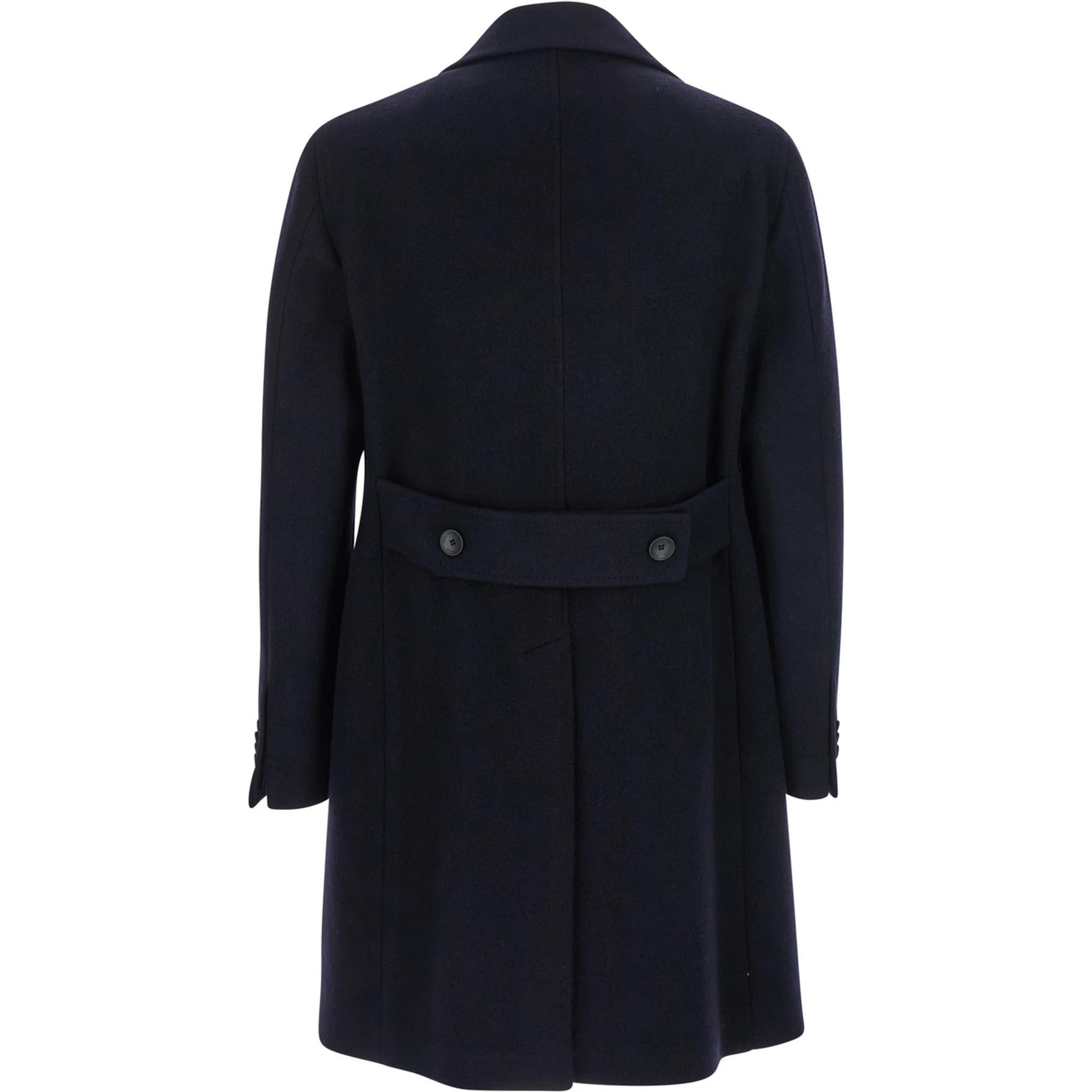 Arden Blue Double-Breasted Coat with Notched Revers in Wool and Cashmere Man