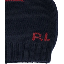 Blue Crewneck Sweater with Embroidery on the Front and Button Closure on the Sleeve in Cotton Baby