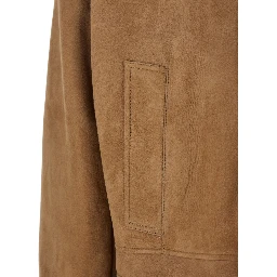 Mias Beige Shearling Jacket with Hood and Front Zip Closure in Suede Woman