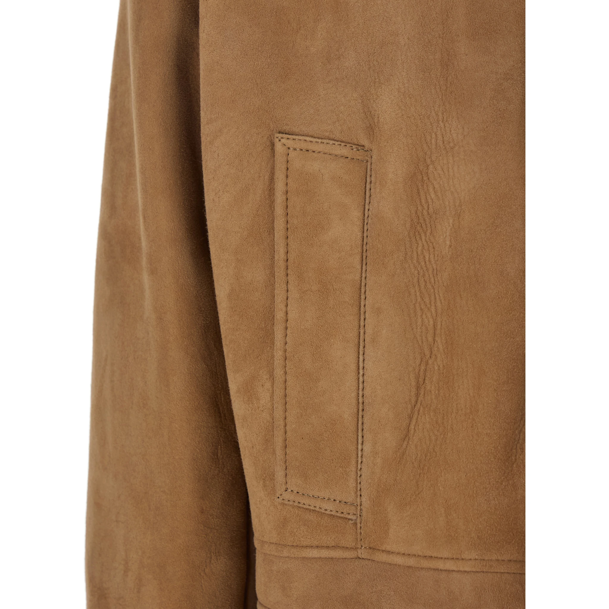 Mias Beige Shearling Jacket with Hood and Front Zip Closure in Suede Woman