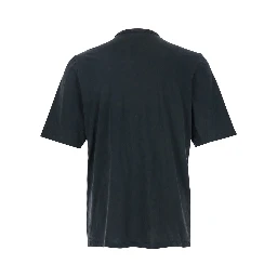 Dark Grey T-Shirt with Logo Lettering on the Front Tone-on-Tone in Cotton Man