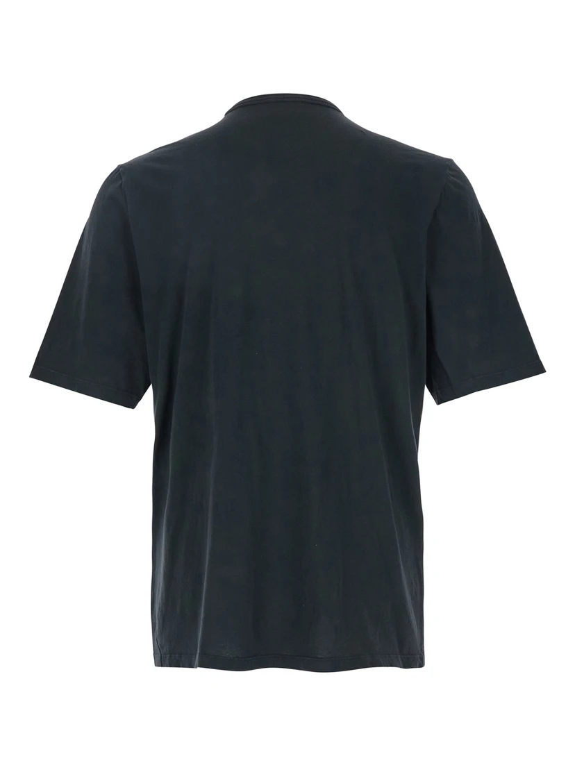 Dark Grey T-Shirt with Logo Lettering on the Front Tone-on-Tone in Cotton Man