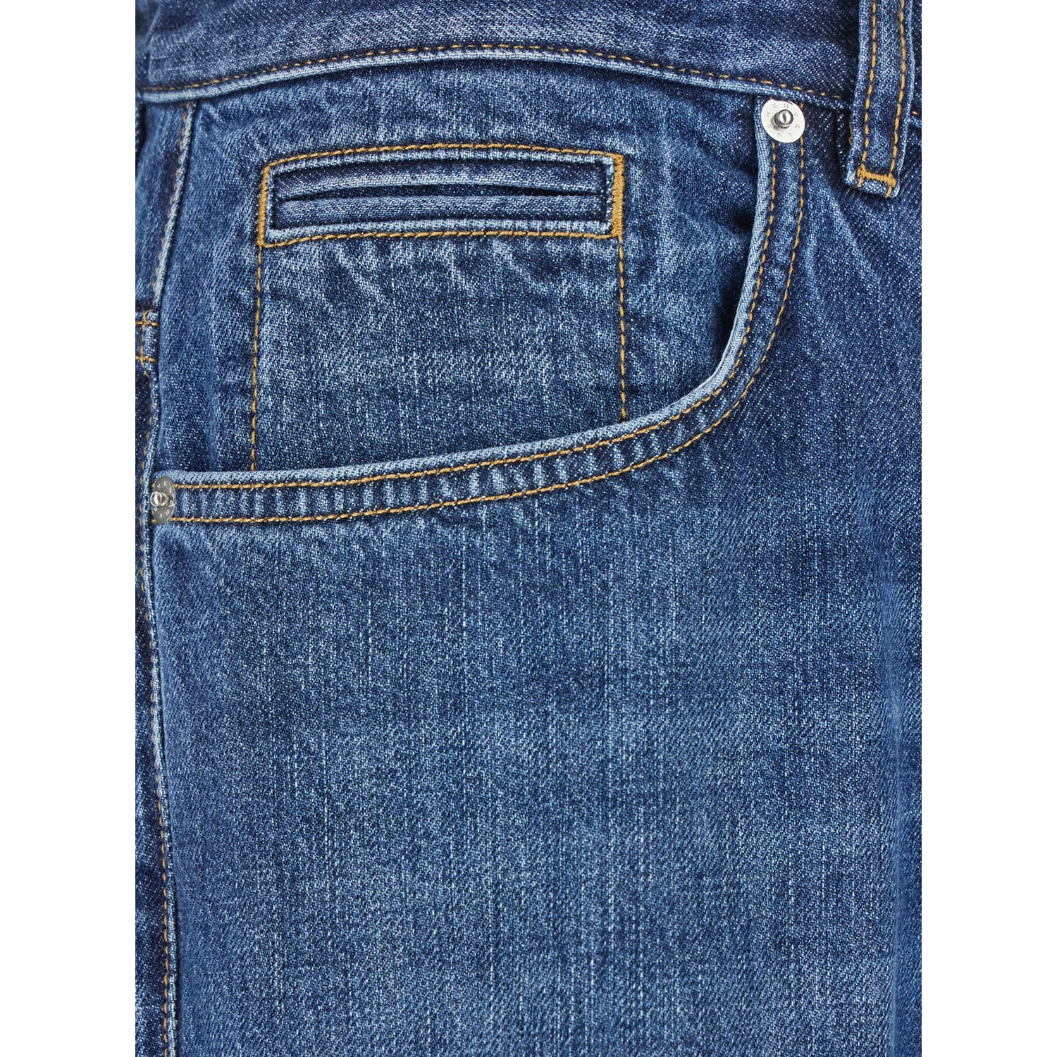 Blue Five-Pocket Jeans with Logo Patch on the Back in Denim Man