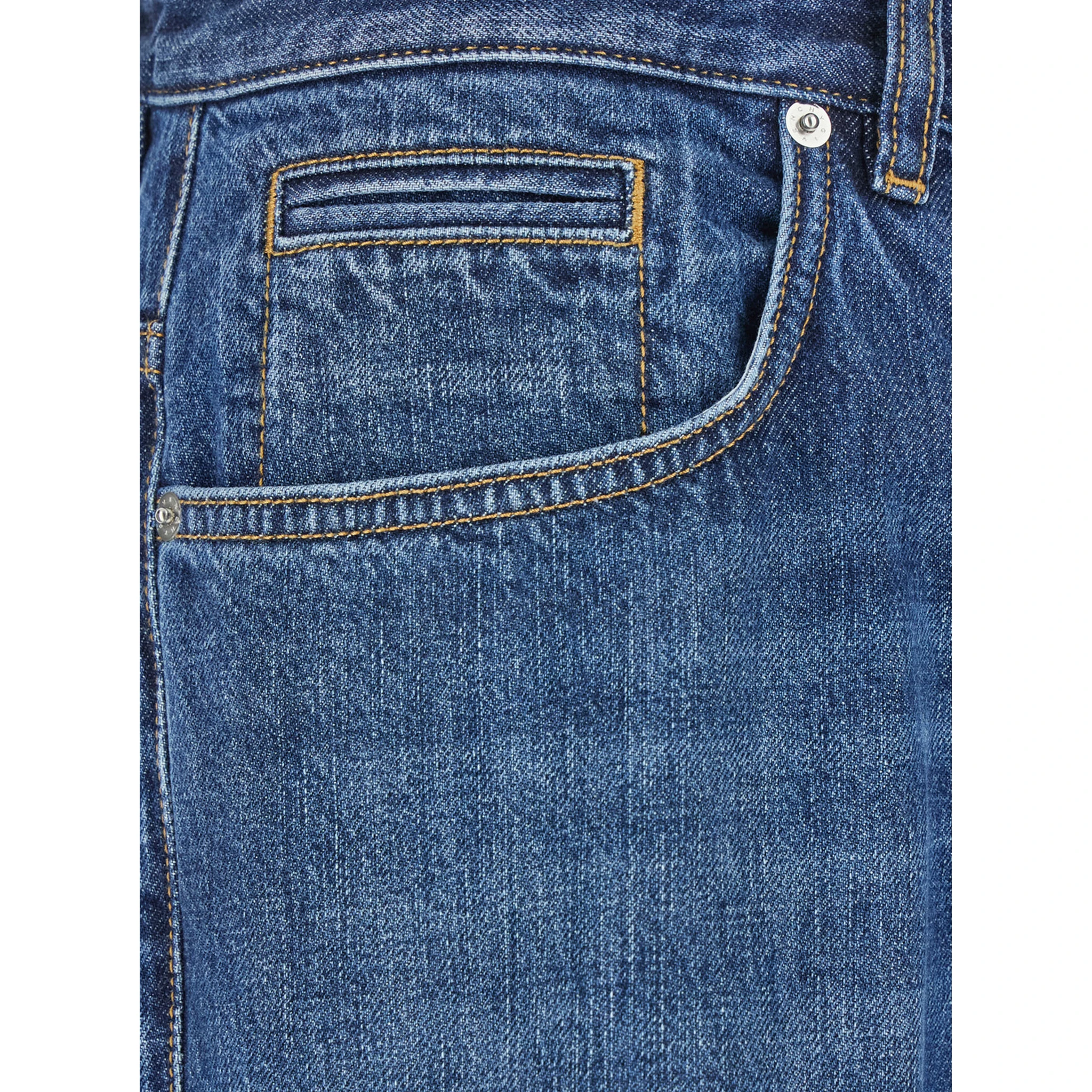 Blue Five-Pocket Jeans with Logo Patch on the Back in Denim Man