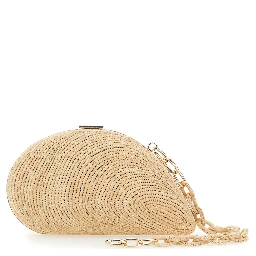 Bridget Beige Shell-Shaped Clutch in Raffia Woman