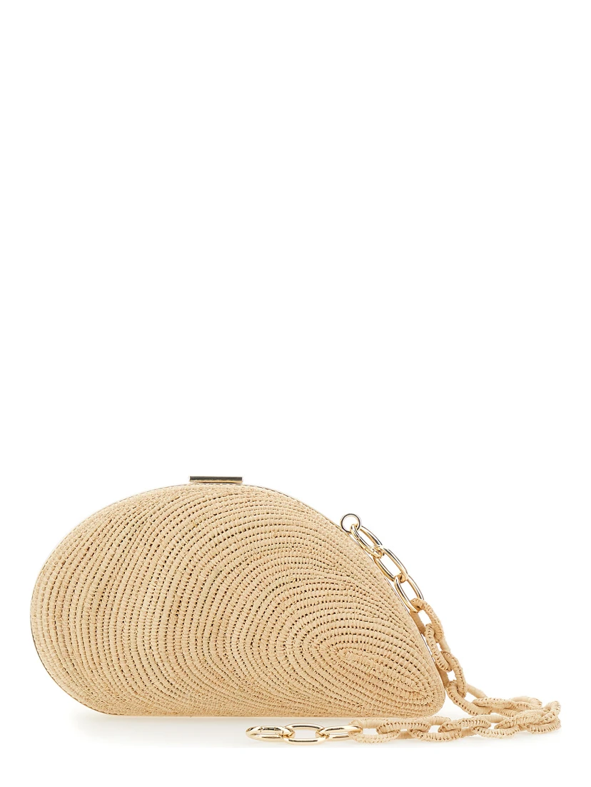 Bridget Beige Shell-Shaped Clutch in Raffia Woman