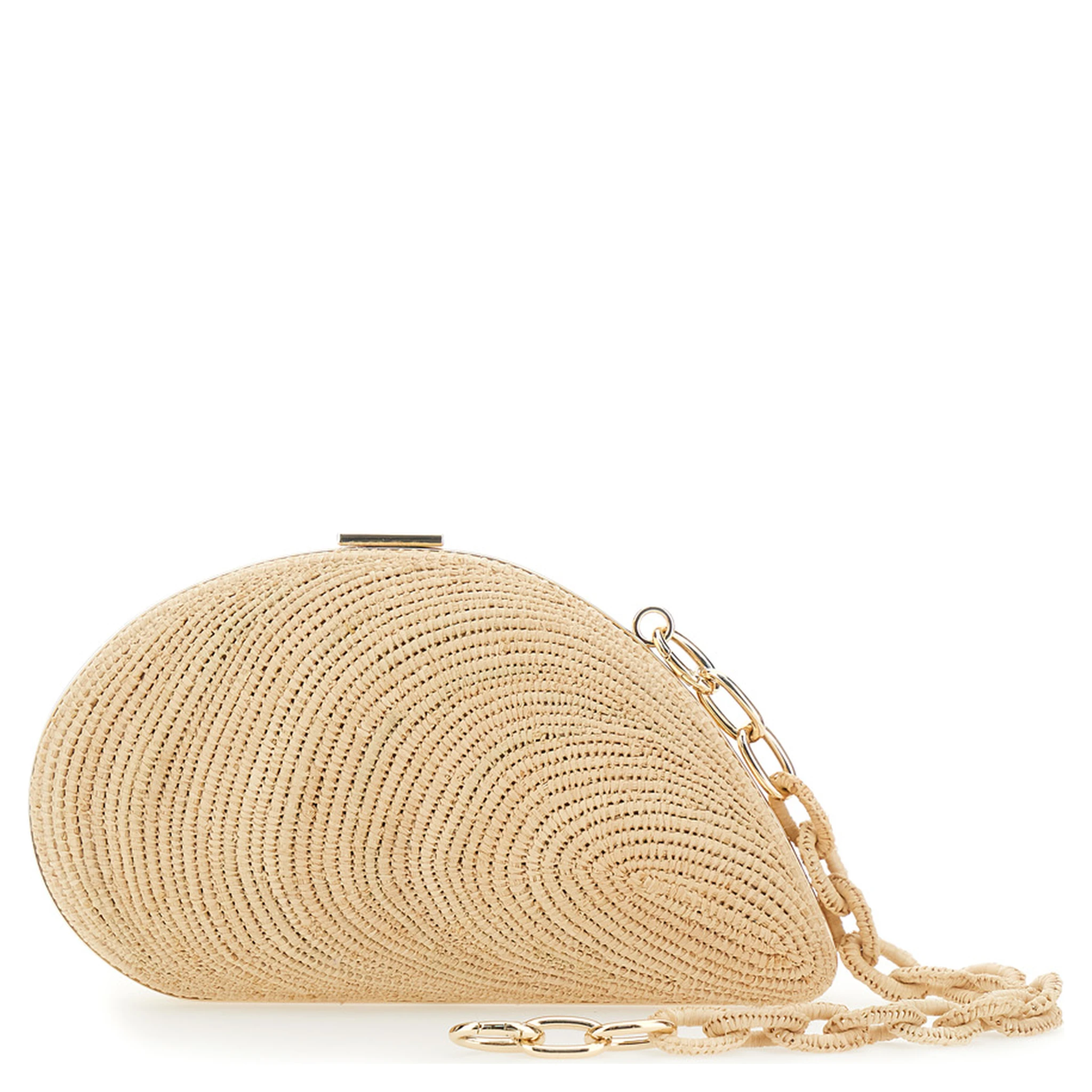 Bridget Beige Shell-Shaped Clutch in Raffia Woman