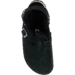 Tokio Black Mules with Engraved Logo in Suede and Shearling Woman