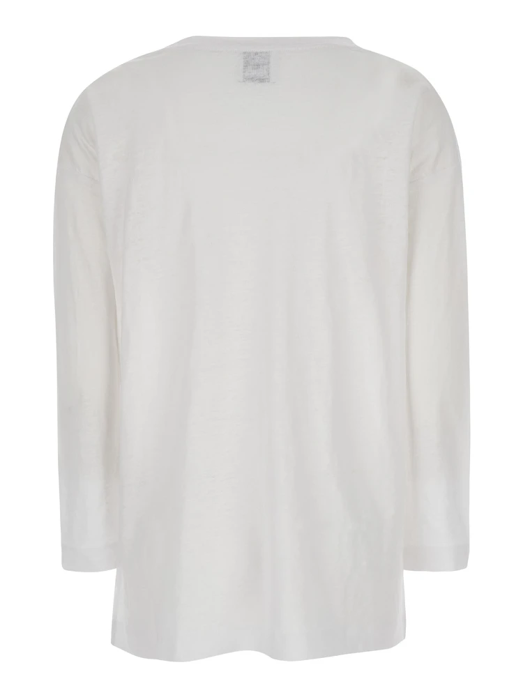 White Shirt with Boart Neckline in Linen Woman alternative