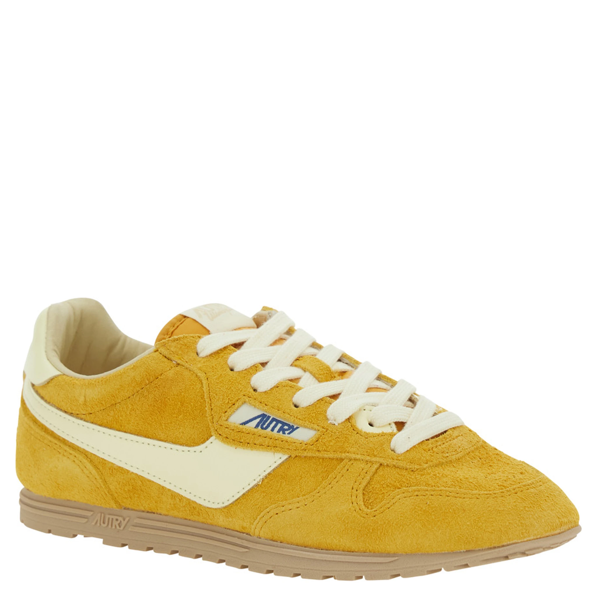 Windspin Low Yellow Sneaker with Logo on the Side and on the Heel in Suede Woman