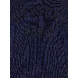 Blue Turtleneck Sweater with Logo Lettering on the Front in Wool Man