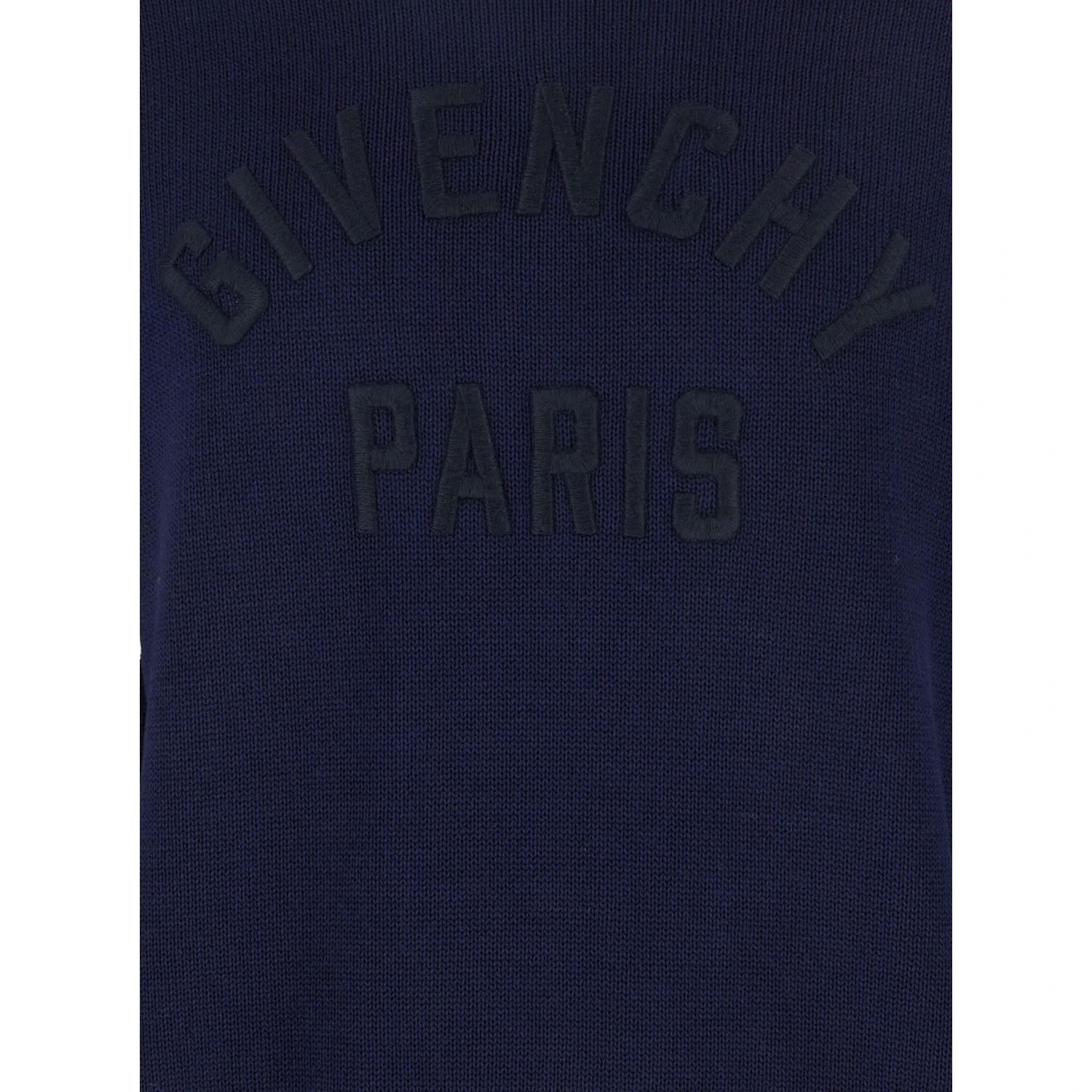Blue Turtleneck Sweater with Logo Lettering on the Front in Wool Man