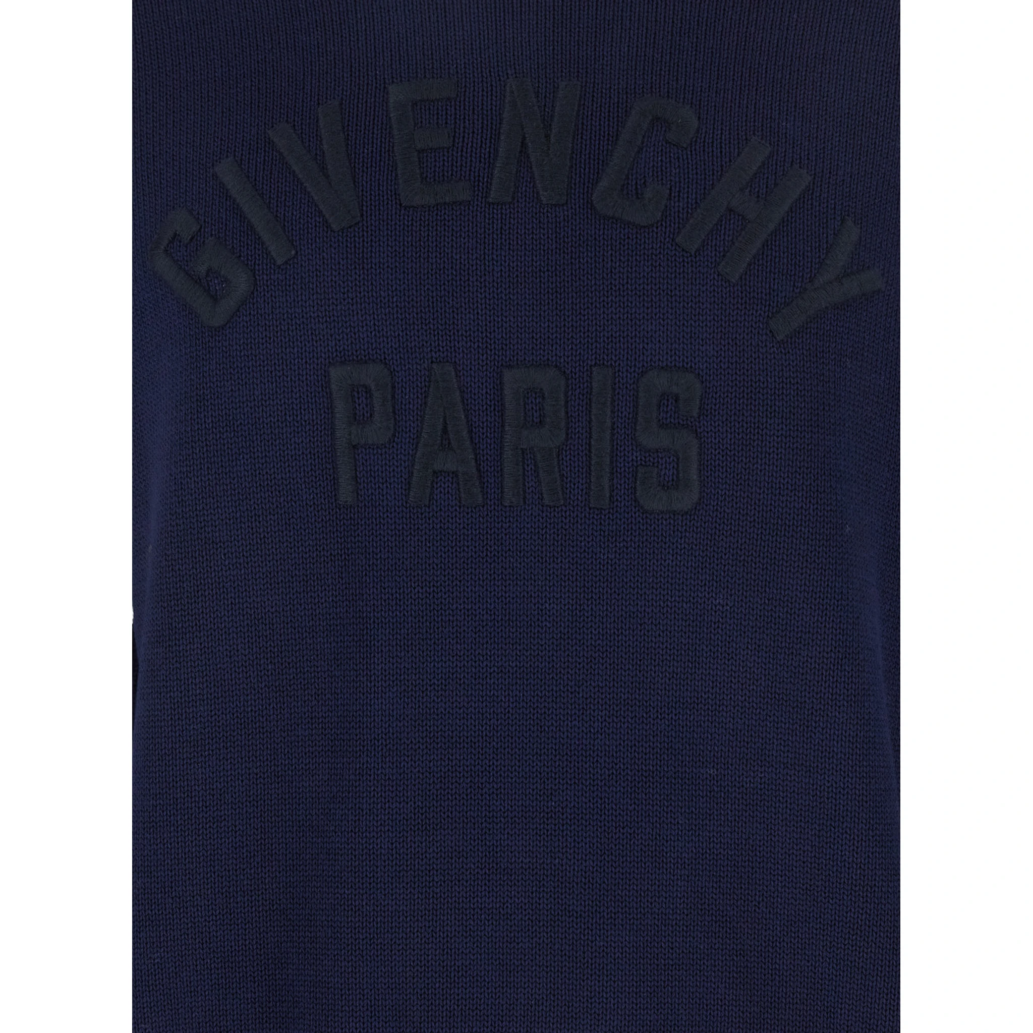 Blue Turtleneck Sweater with Logo Lettering on the Front in Wool Man