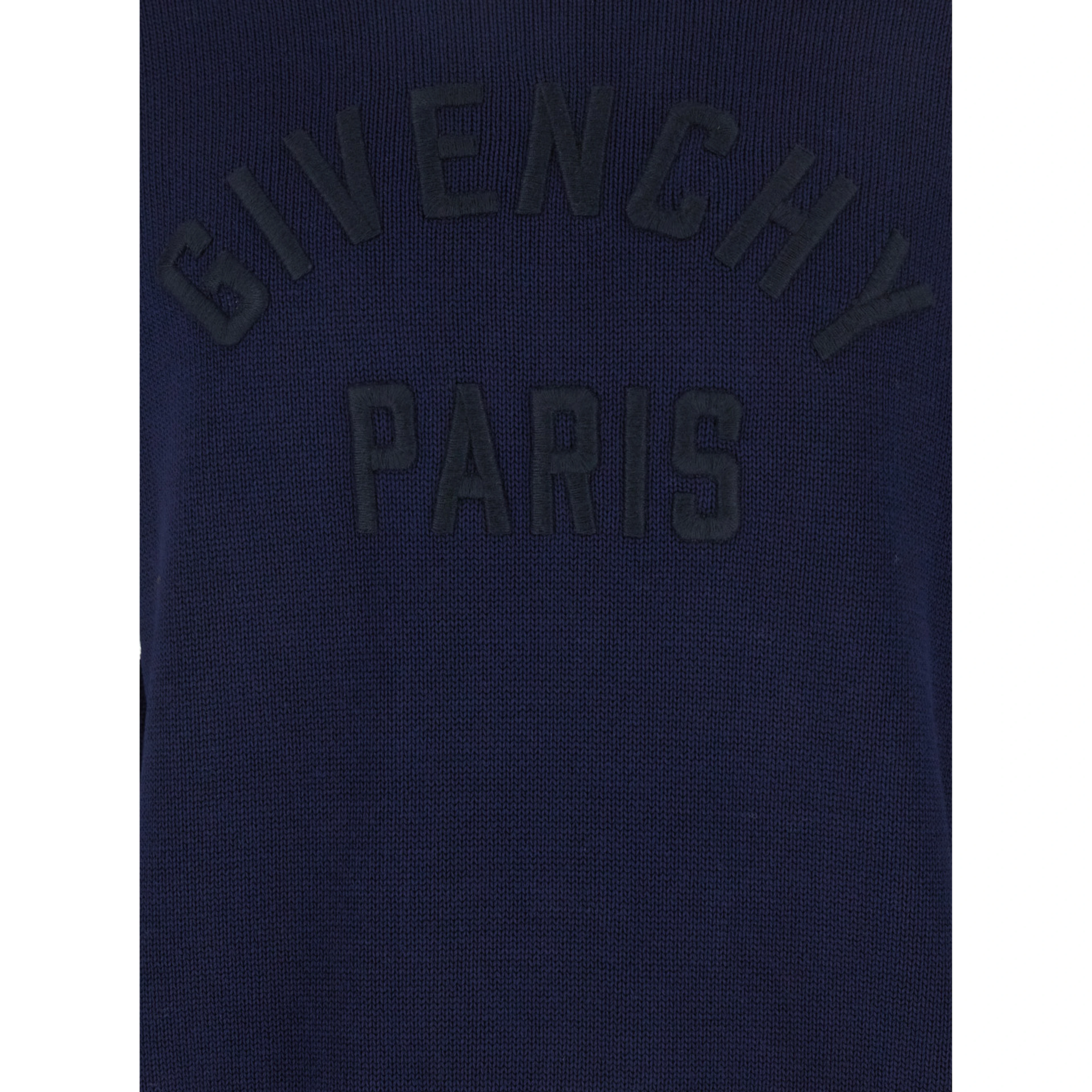 Blue Turtleneck Sweater with Logo Lettering on the Front in Wool Man