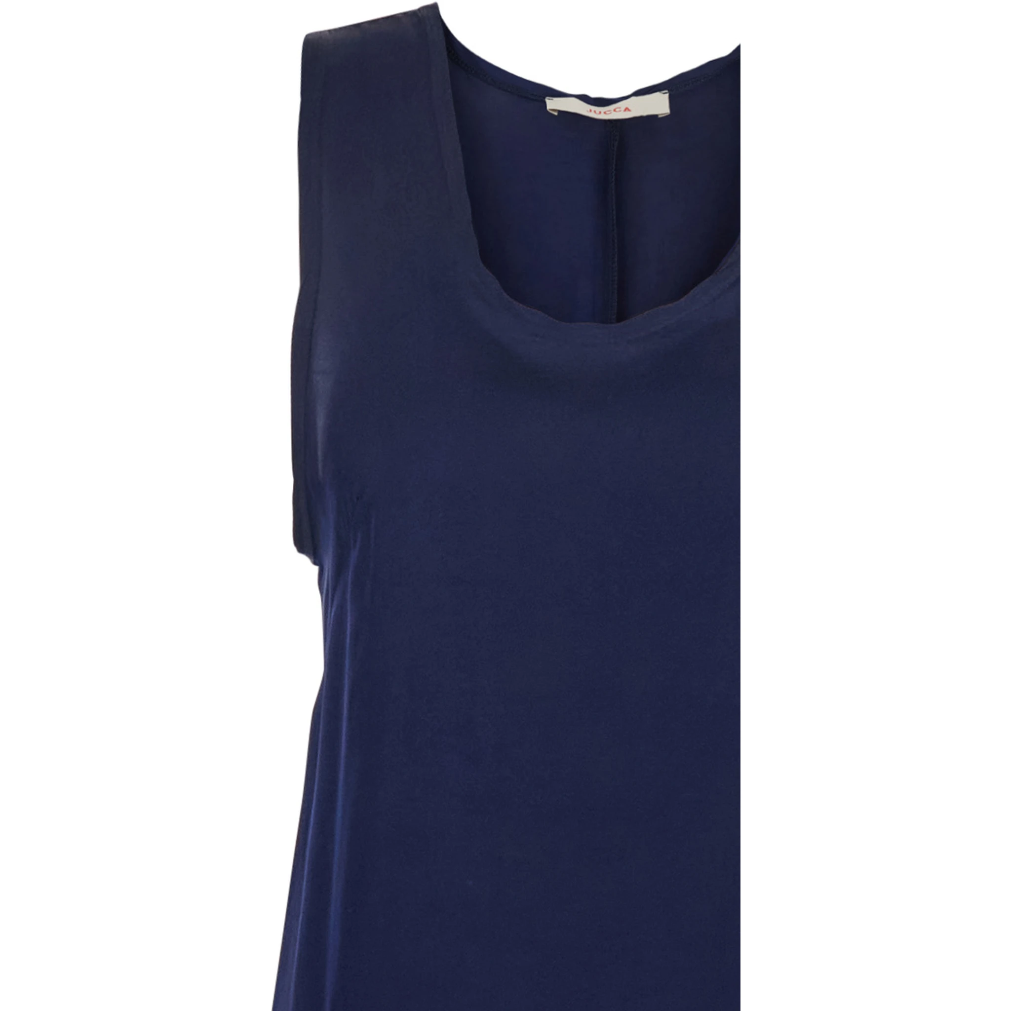 Blue Long Dress with U-neck and Back Closure in Viscose Blend Woman