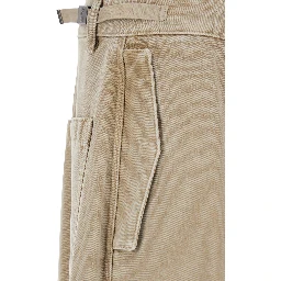 Beige Pants with Belt Loops in Cotton Man