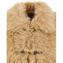 Beige Sleeveless Shearling with Front Closure in Faux Fur Woman