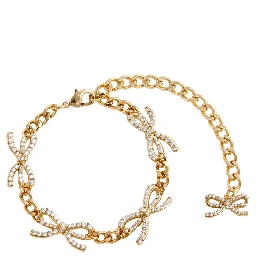 Metallic Bracelet with Bow nad Crystal Embellishments in Copper Woman