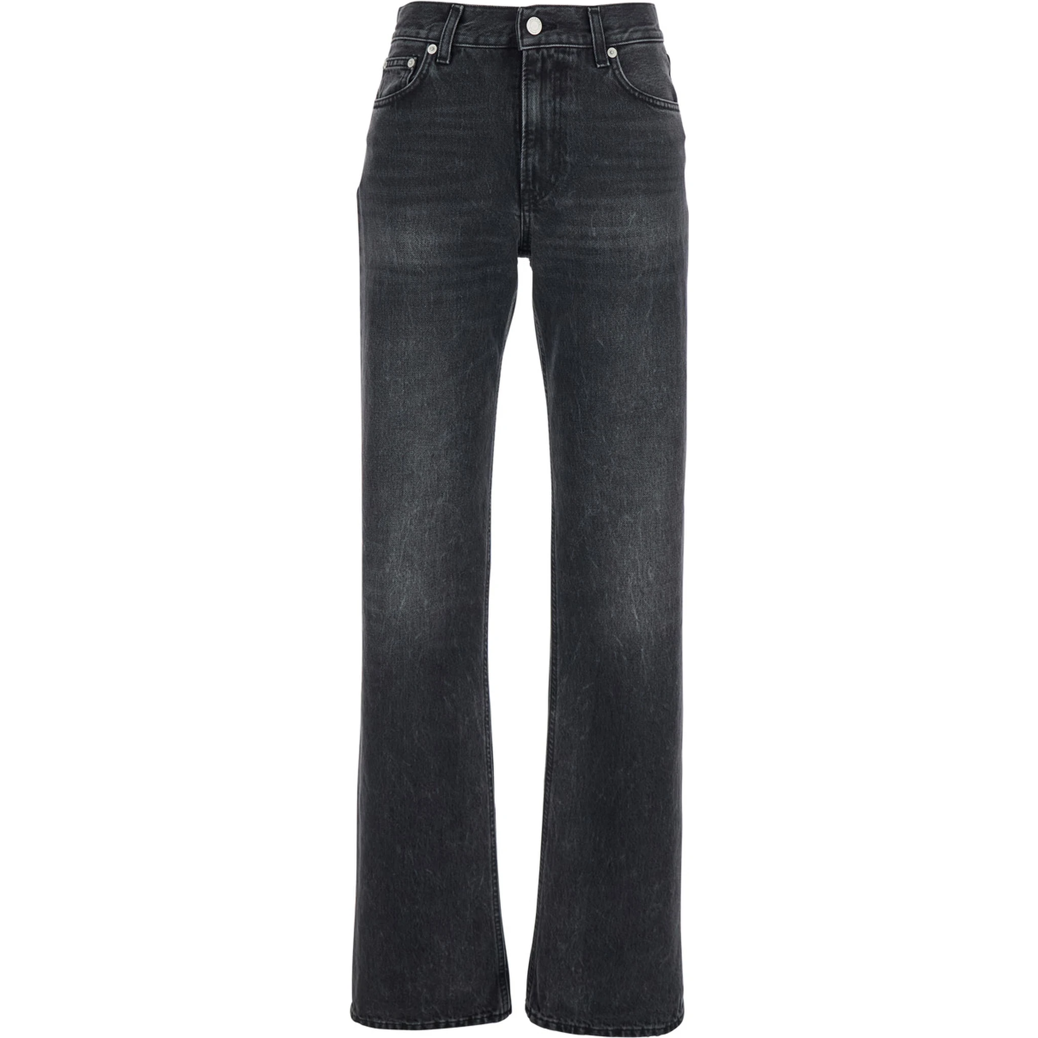 Black Jeans with Belt Loops and Logo Patch on the Rear in Denim Woman