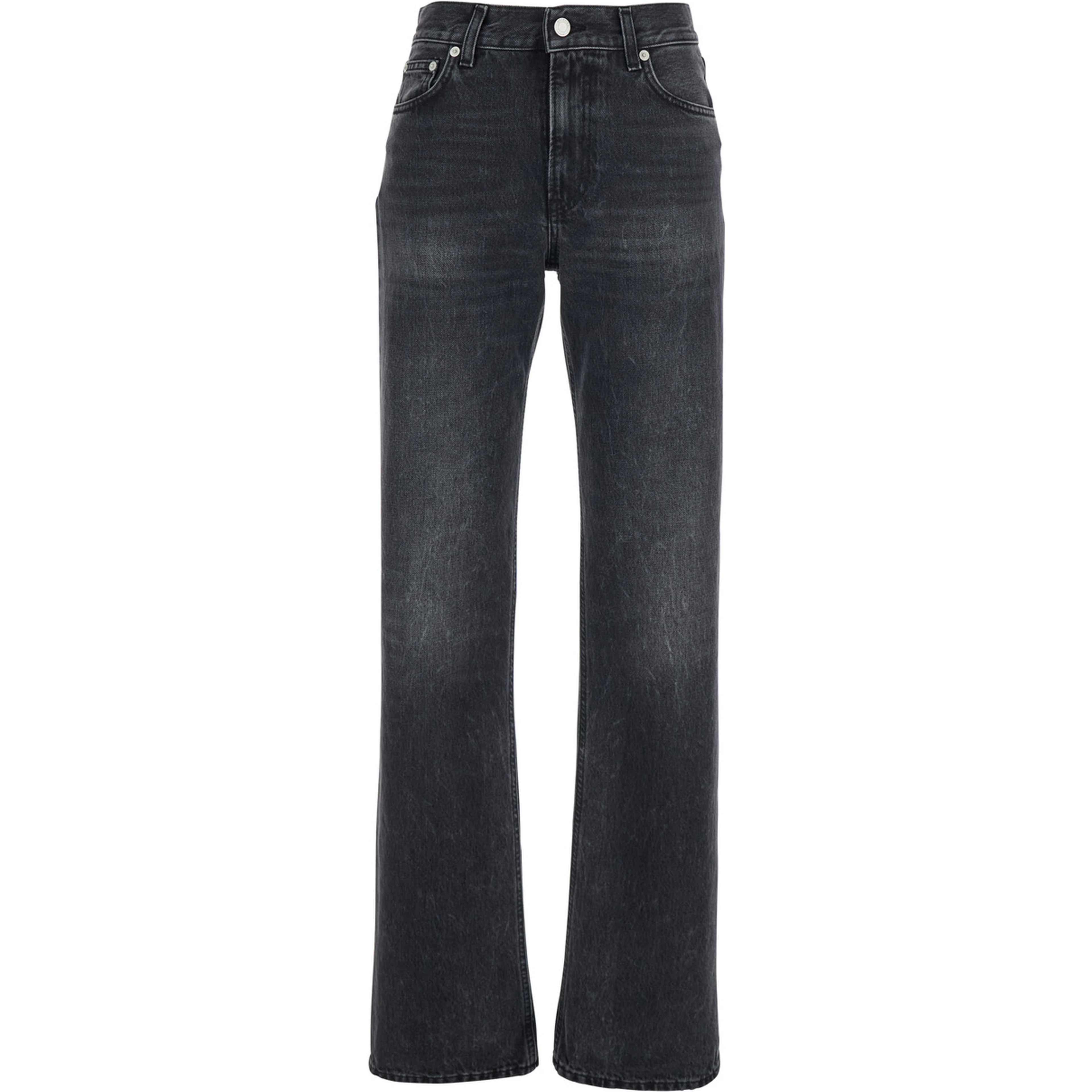 Black Jeans with Belt Loops and Logo Patch on the Rear in Denim Woman