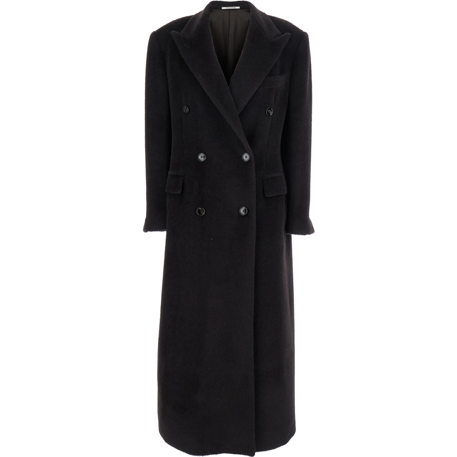 Brown Double-Breasted Coat with Golden Buttons in Faux Fur Woman