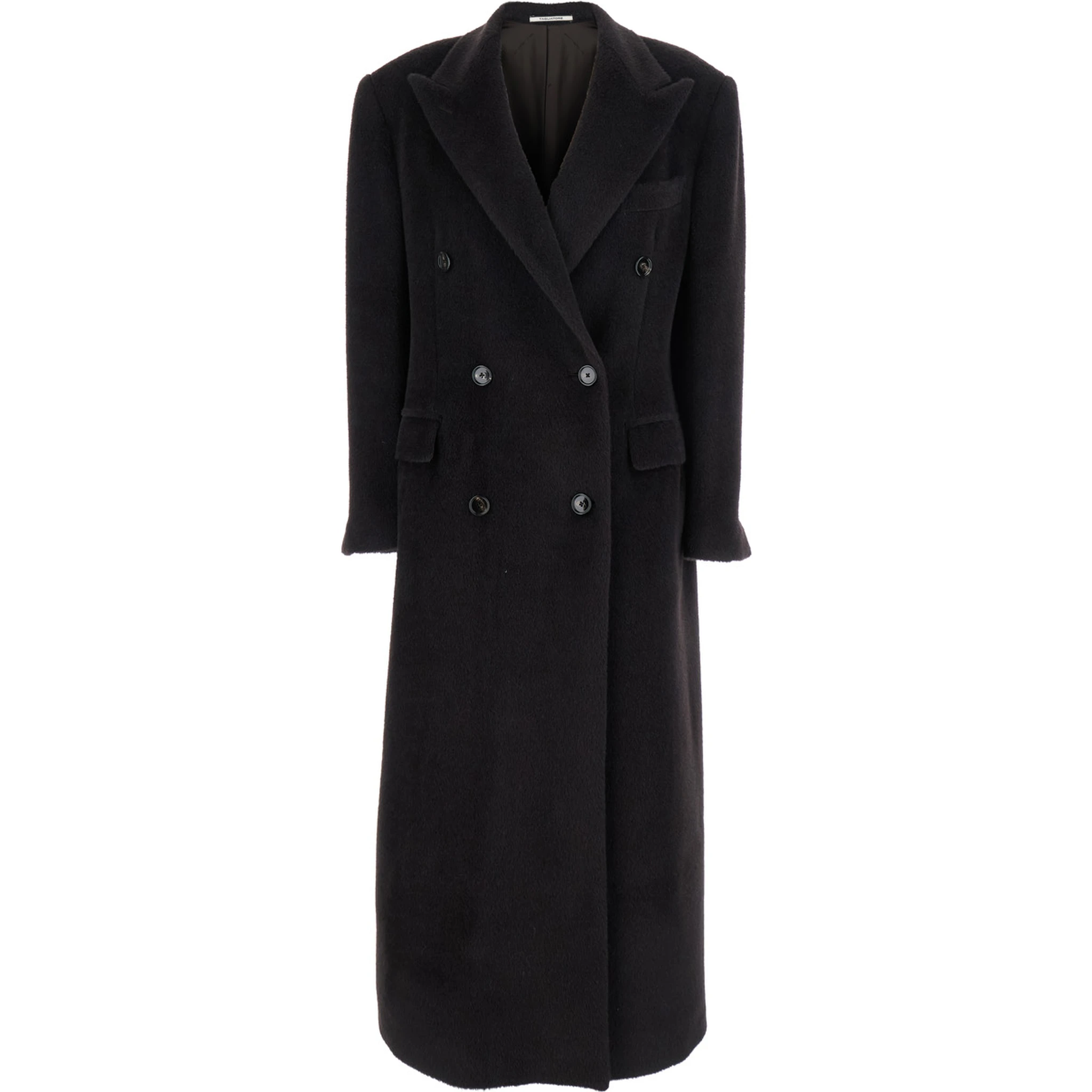 Brown Double-Breasted Coat with Golden Buttons in Faux Fur Woman