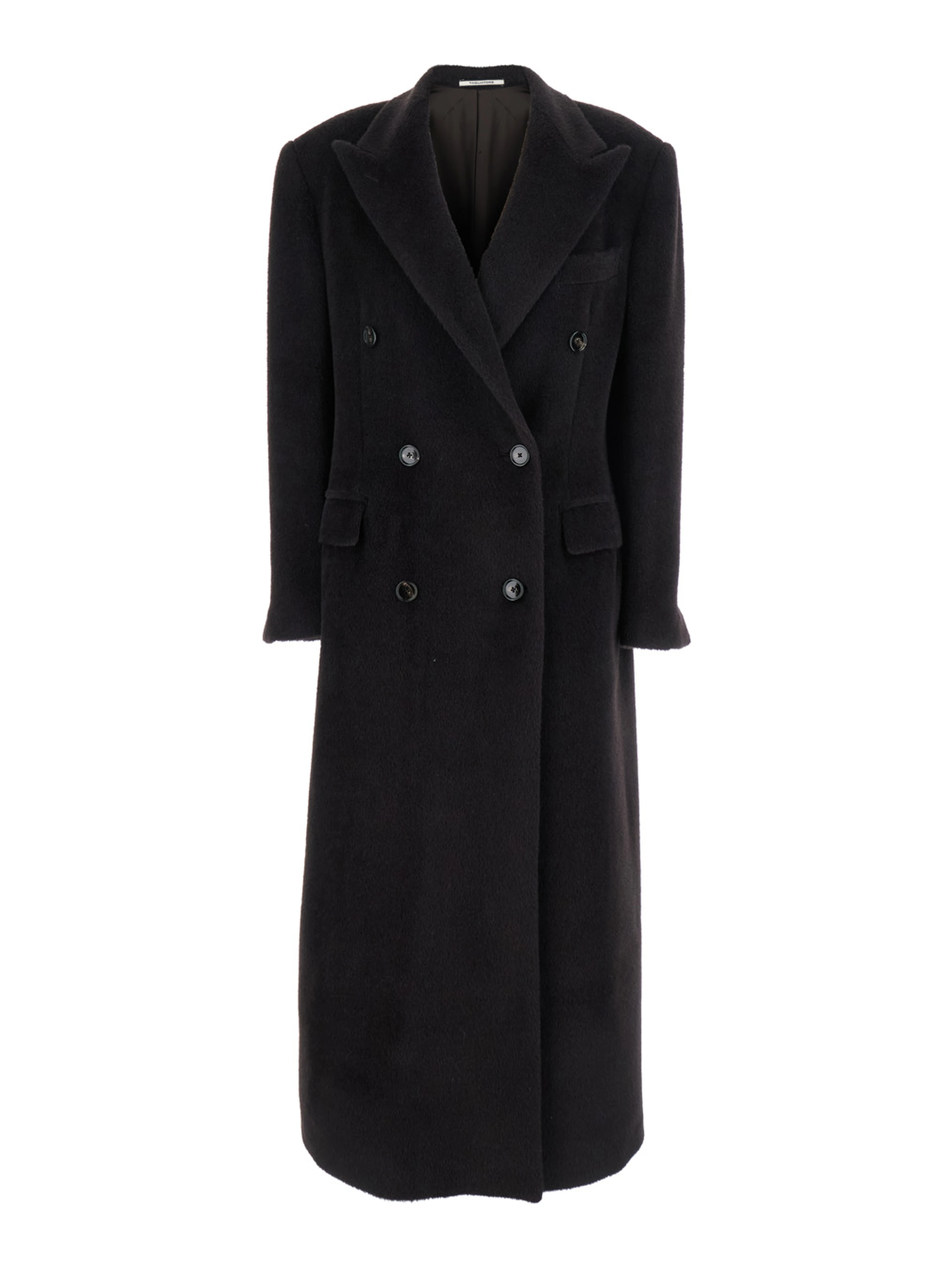 Brown Double-Breasted Coat with Golden Buttons in Faux Fur Woman