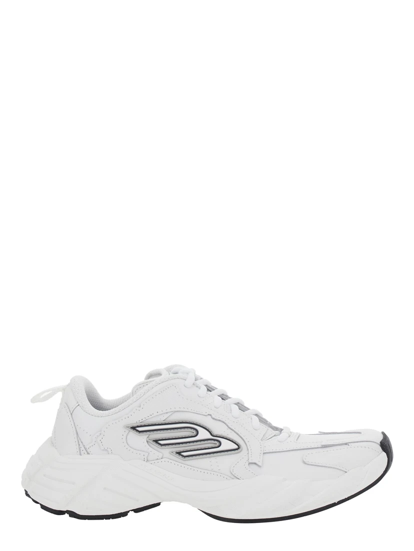 Monday White Low Top Sneakers with Logo Detail on the Side and Size Patch on the Heel in Leather Woman