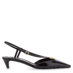 Brown Pumps with FF Logo on the Front in Hagfish Leather Woman