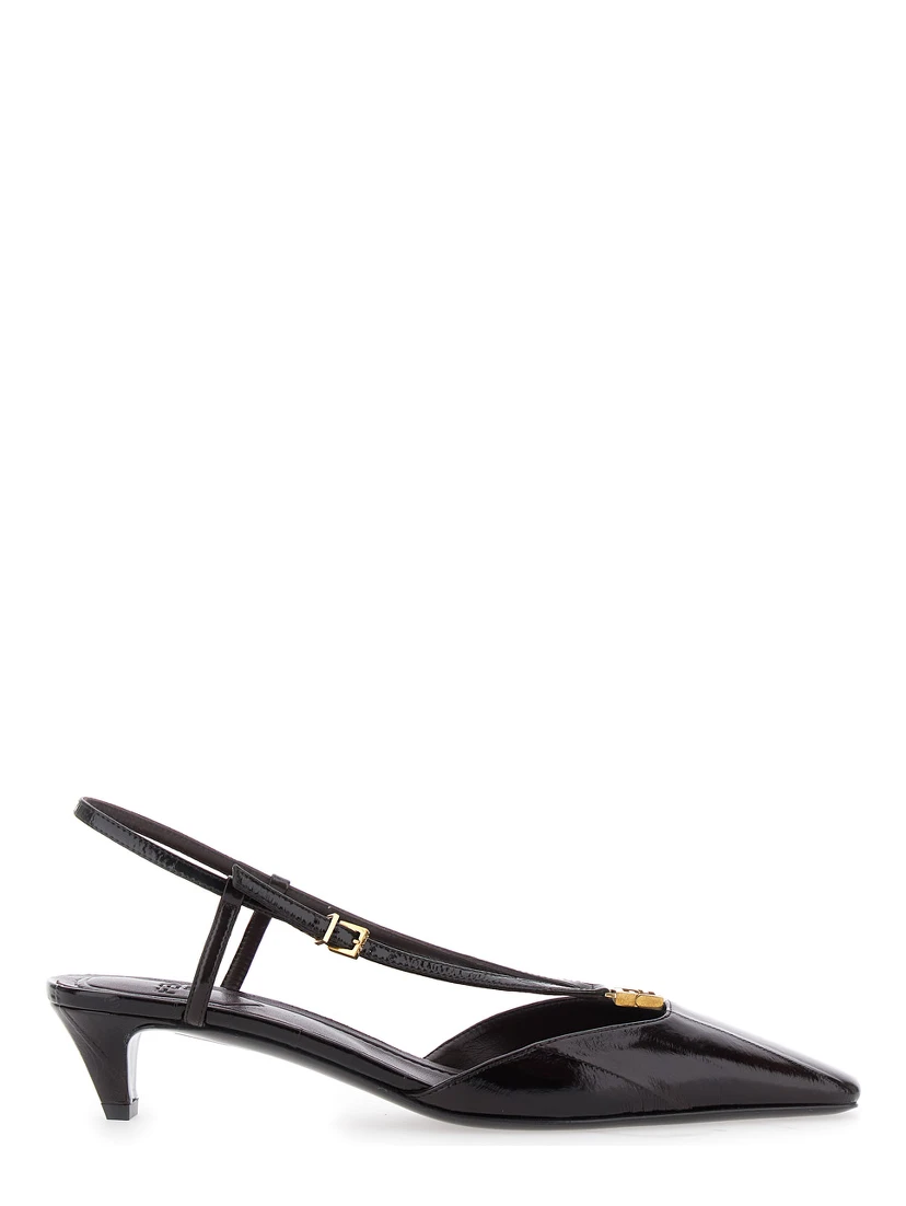 Brown Pumps with FF Logo on the Front in Hagfish Leather Woman