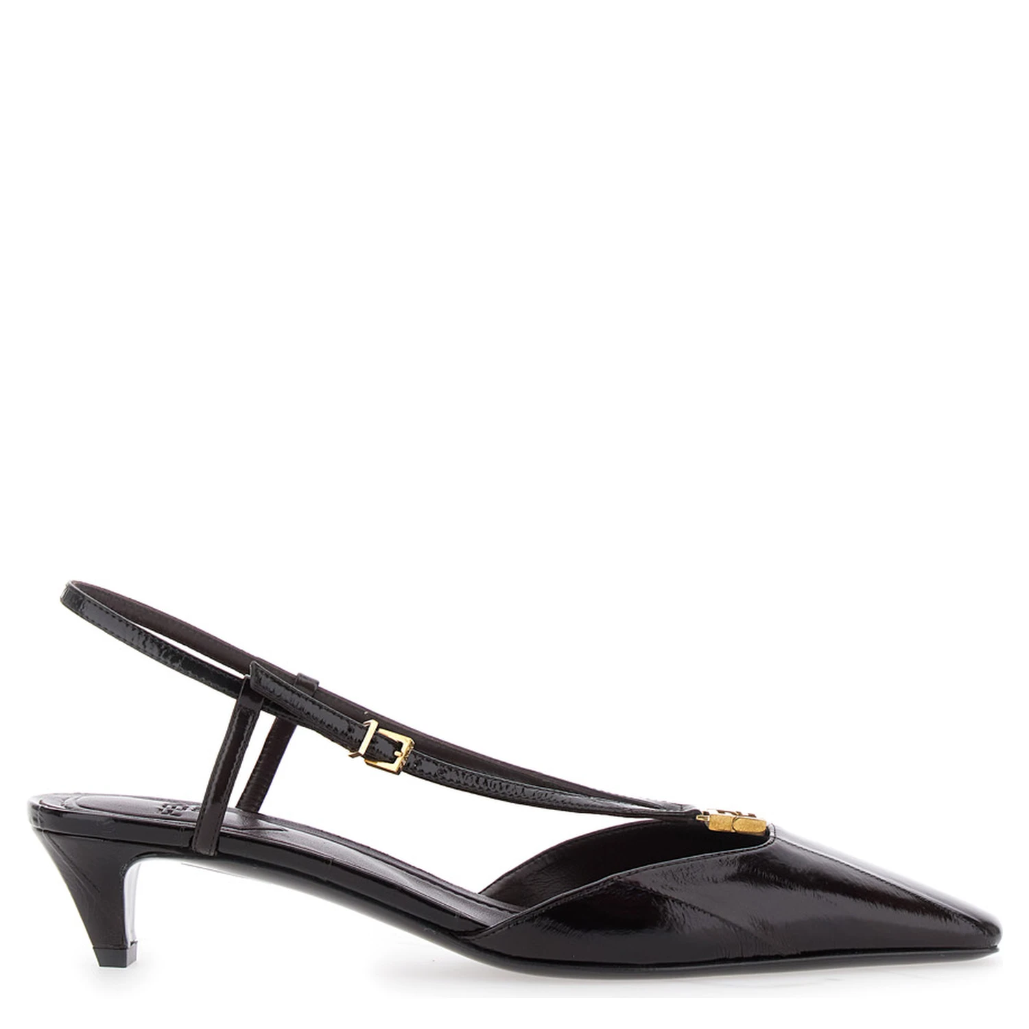 Brown Pumps with FF Logo on the Front in Hagfish Leather Woman
