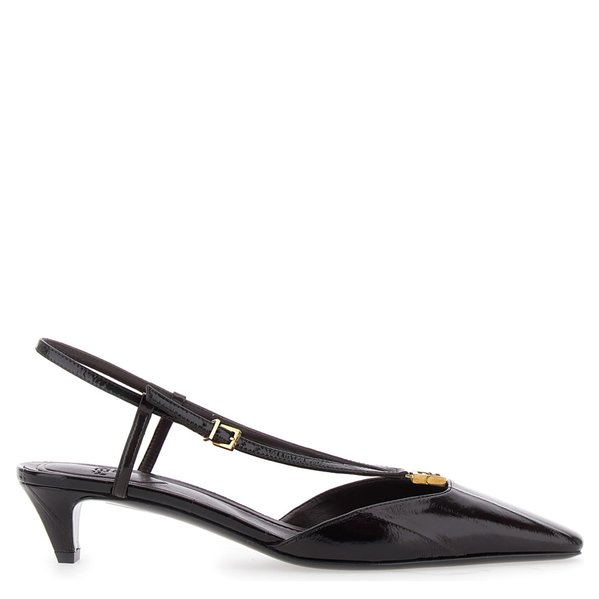 Brown Pumps with FF Logo on the Front in Hagfish Leather Woman