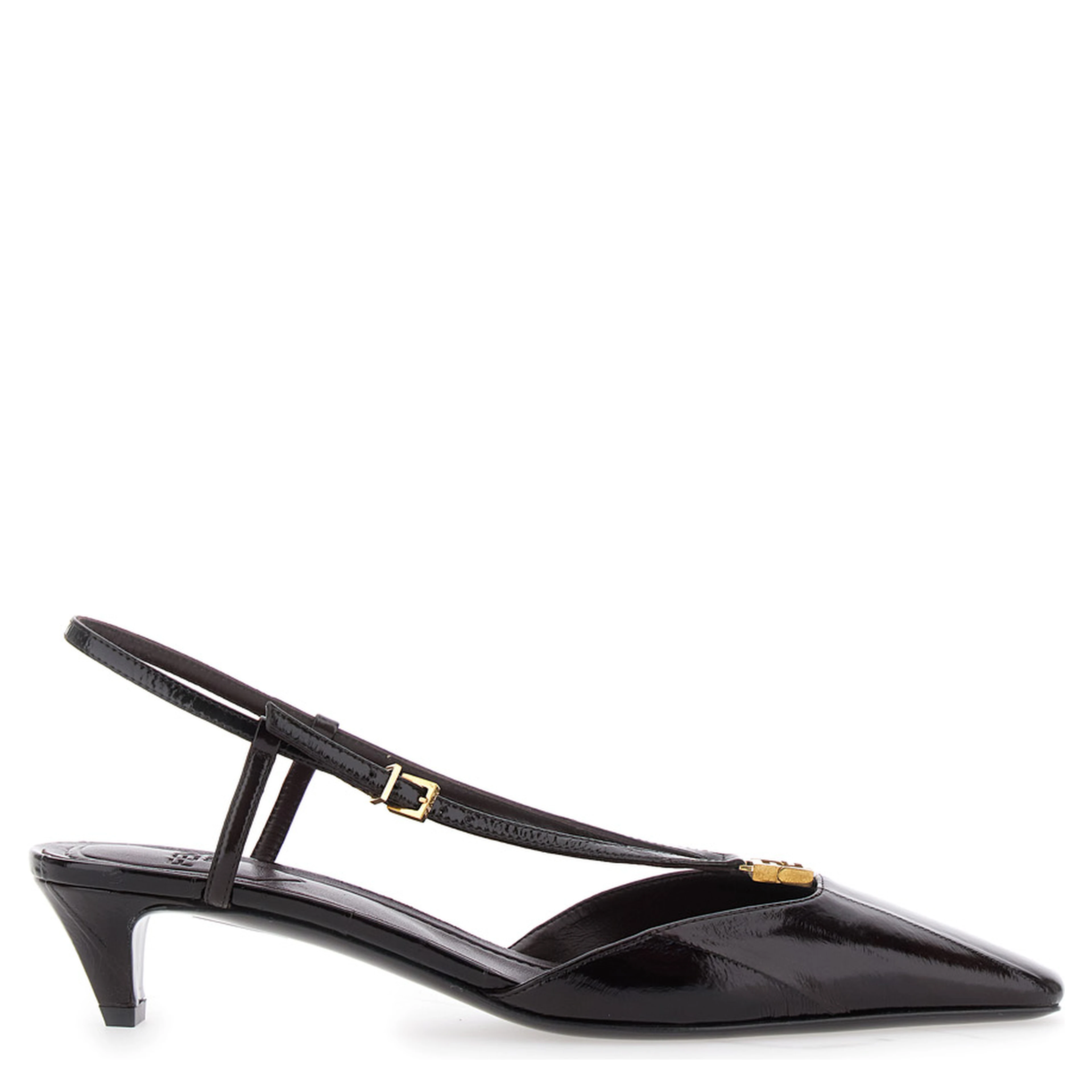 Brown Pumps with FF Logo on the Front in Hagfish Leather Woman
