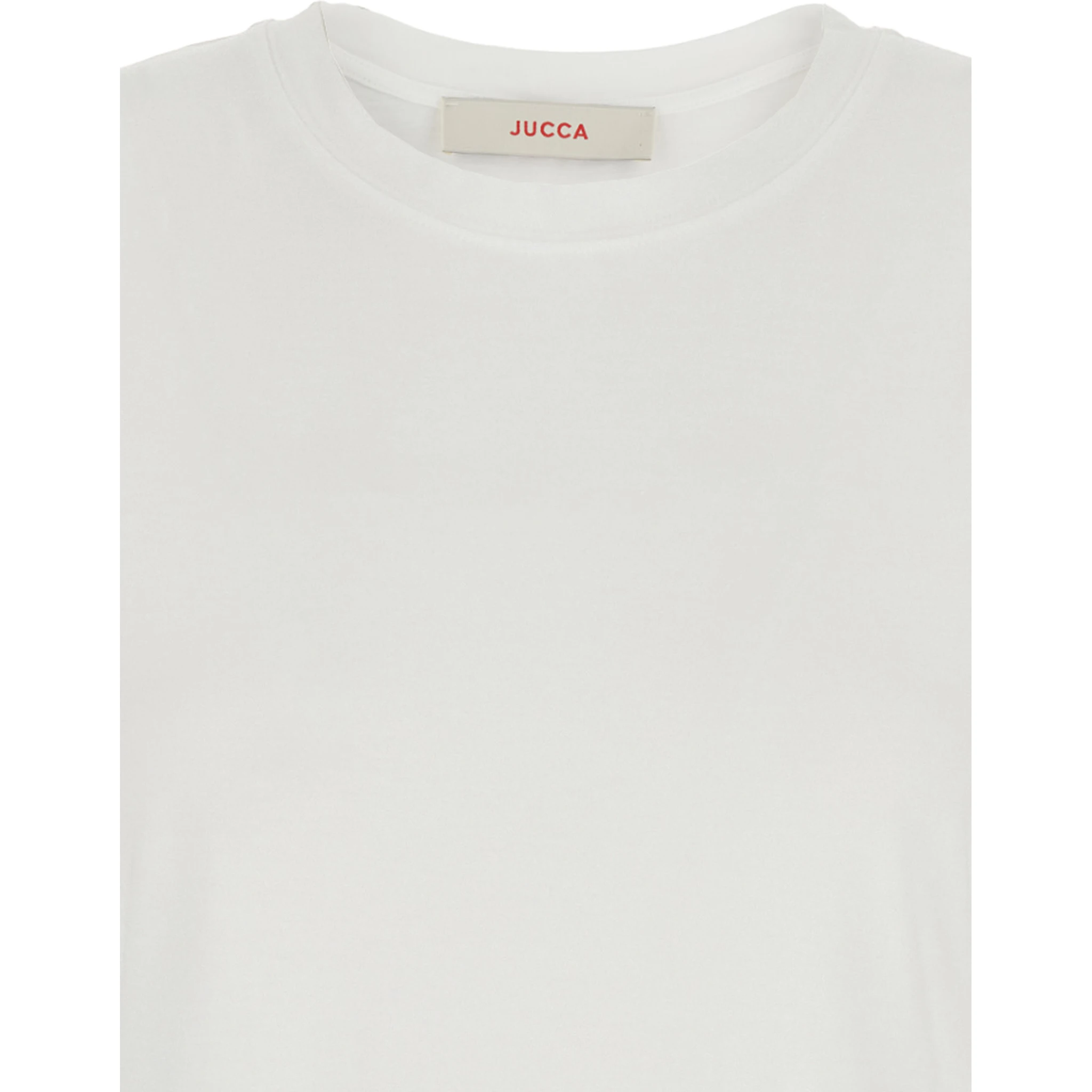 فستان أبيض بياقة دائرية وفتحة أمامية واحدة من القطن للنساء