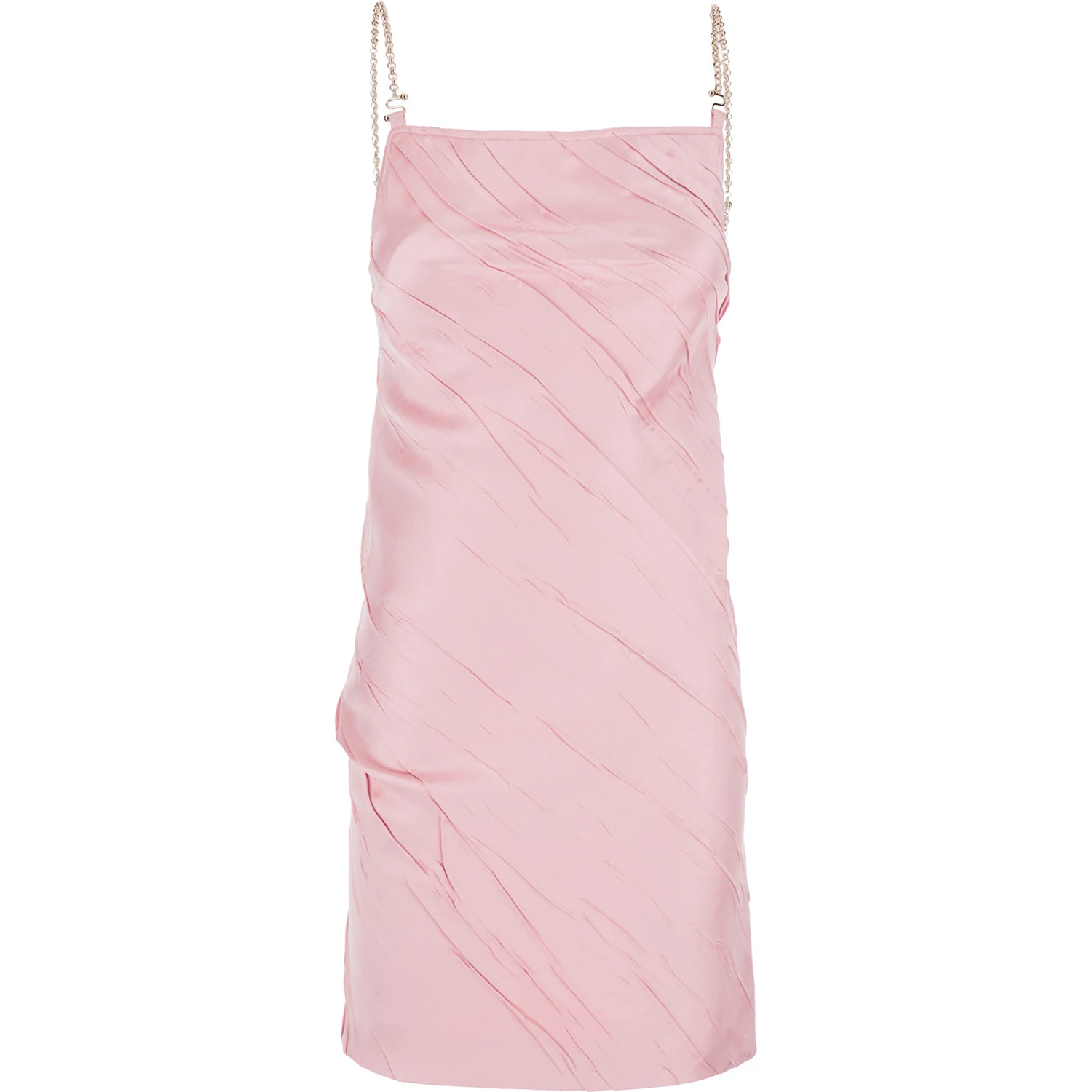 Carta Pink Dress with Removable Chain-Link Shoulder Strap and Pleated Design in Tech Fabric Woman