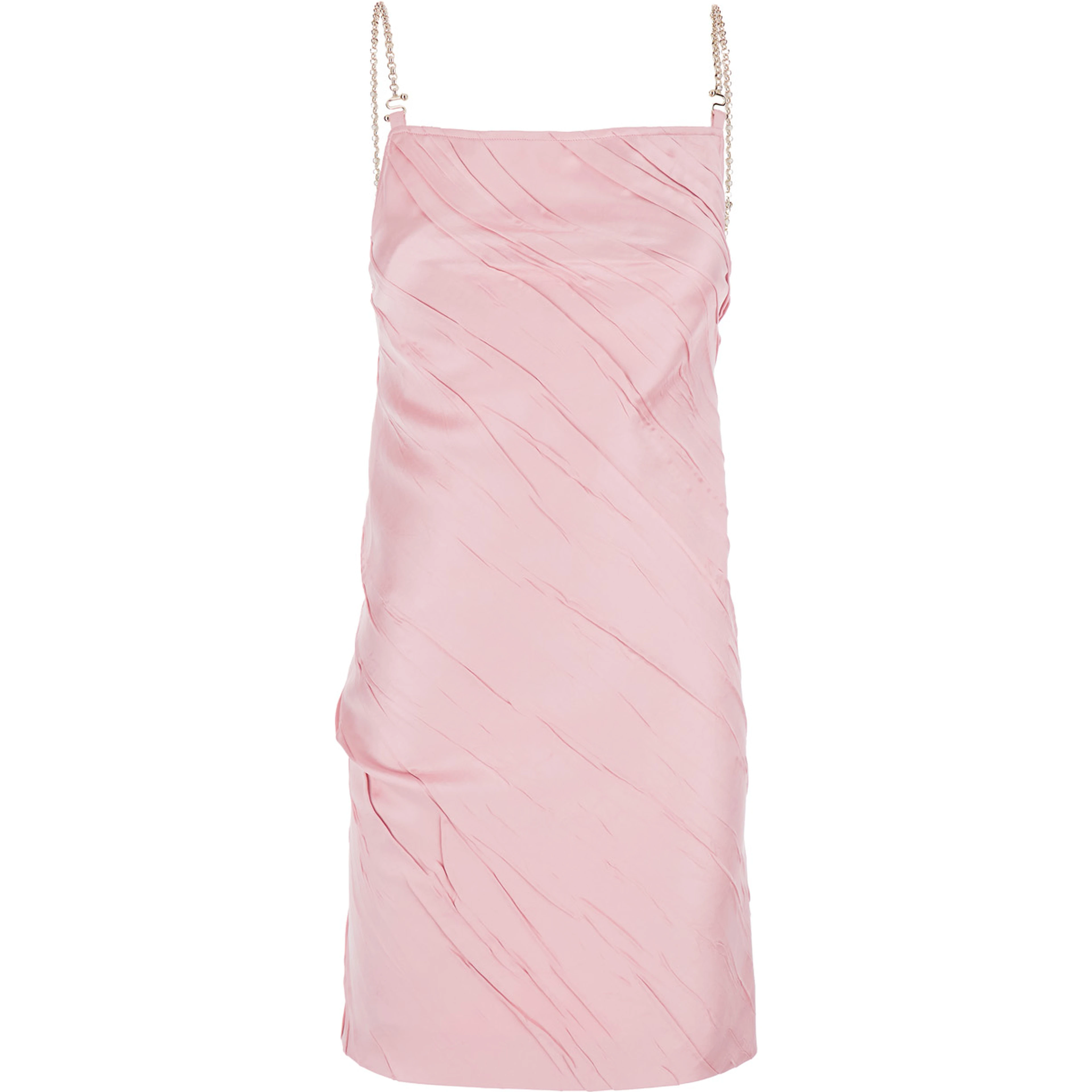 Carta Pink Dress with Removable Chain-Link Shoulder Strap and Pleated Design in Tech Fabric Woman
