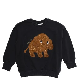 Black Sweatshirt with Maxi Logo on the Front in Cotton Boy