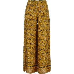 Iris Multicolor Pants with Wide Leg and All-Over Print in Silk Woman