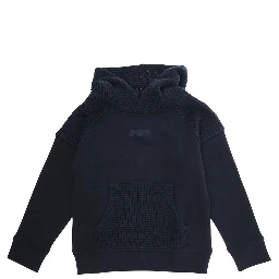 Blue Sweatshirt with Honeycomb Inserts and Embroidered Logo in Cotton Boy