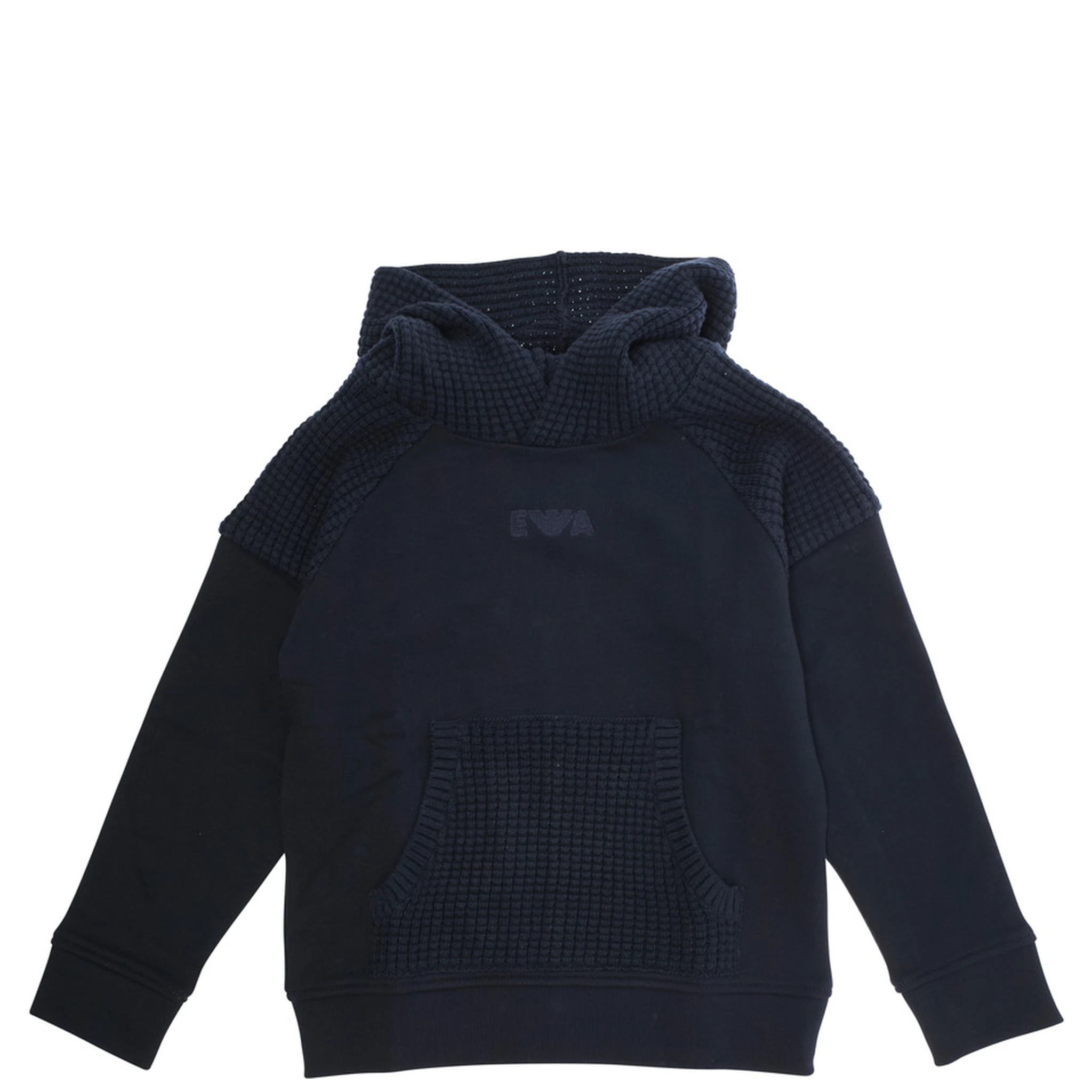 Blue Sweatshirt with Honeycomb Inserts and Embroidered Logo in Cotton Boy