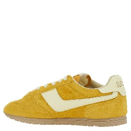Windspin Low Yellow Sneaker with Logo on the Side and on the Heel in Suede Woman