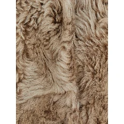 Beige Fur Coat with Fixed Hood and Hidden Fastening in Fur Woman