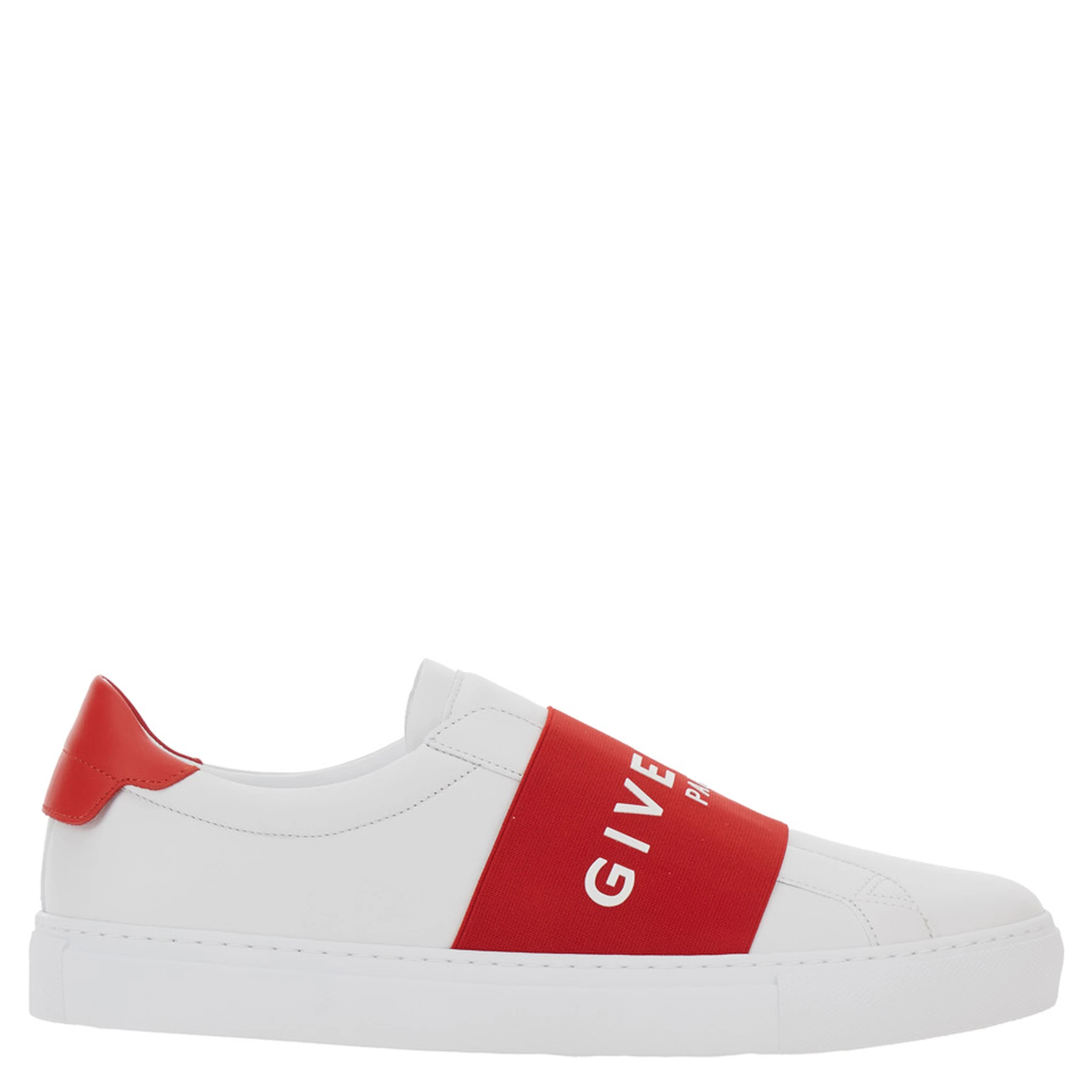 Urban White Low Top Sneakers with Contrasting Band with Logo Lettering in Leather Man