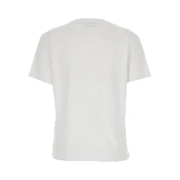 White Crewneck T-Shirt with Tonal Logo Patch on the Front in Cotton Woman